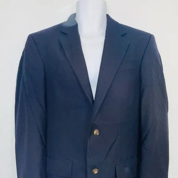 Versini Mens 38L Blazer Black Sports Coat Pockets Wool - Picture 3 of 12